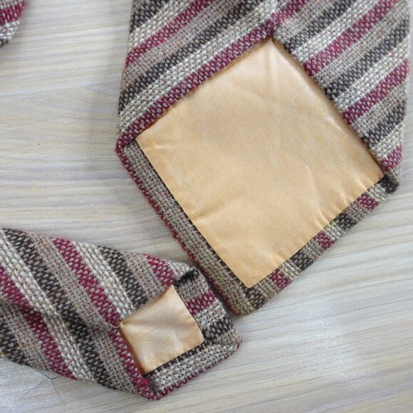 Neck Tie Mens Brown Striped Wool Suit Vintage‎ Classic Necktie SANTOS NASCIMENTO - Picture 8 of 9